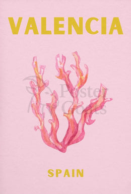Valencia Coastal Tranquility Artistic Travel Poster PosterGoat