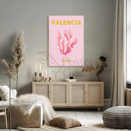 Valencia Coastal Tranquility Artistic Travel Poster PosterGoat