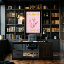 Valencia Coastal Tranquility Artistic Travel Poster PosterGoat