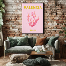 Valencia Coastal Tranquility Artistic Travel Poster PosterGoat