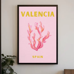 Valencia Coastal Tranquility Artistic Travel Poster PosterGoat