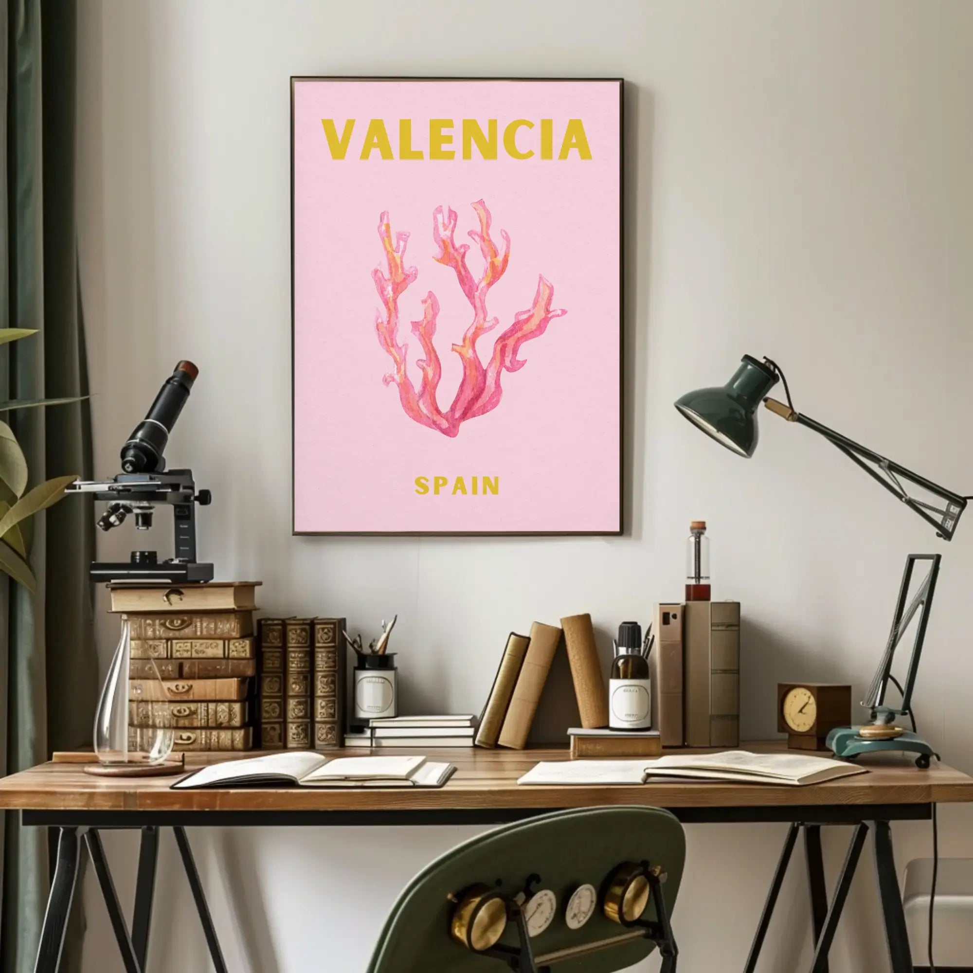 Valencia Coastal Tranquility Artistic Travel Poster PosterGoat