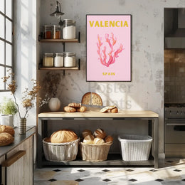 Valencia Coastal Tranquility Artistic Travel Poster PosterGoat
