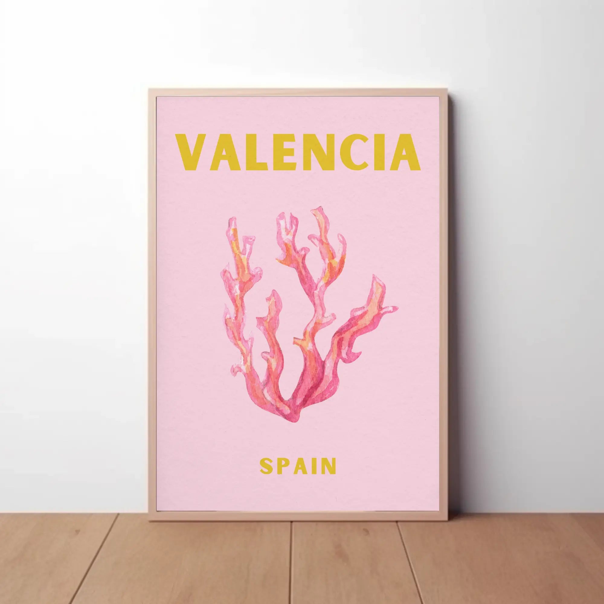Valencia Coastal Tranquility Artistic Travel Poster PosterGoat