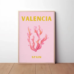 Valencia Coastal Tranquility Artistic Travel Poster PosterGoat