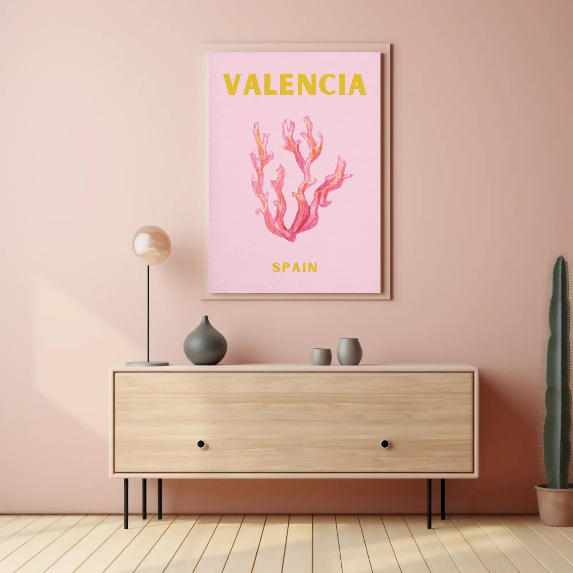 Valencia Coastal Tranquility Artistic Travel Poster PosterGoat