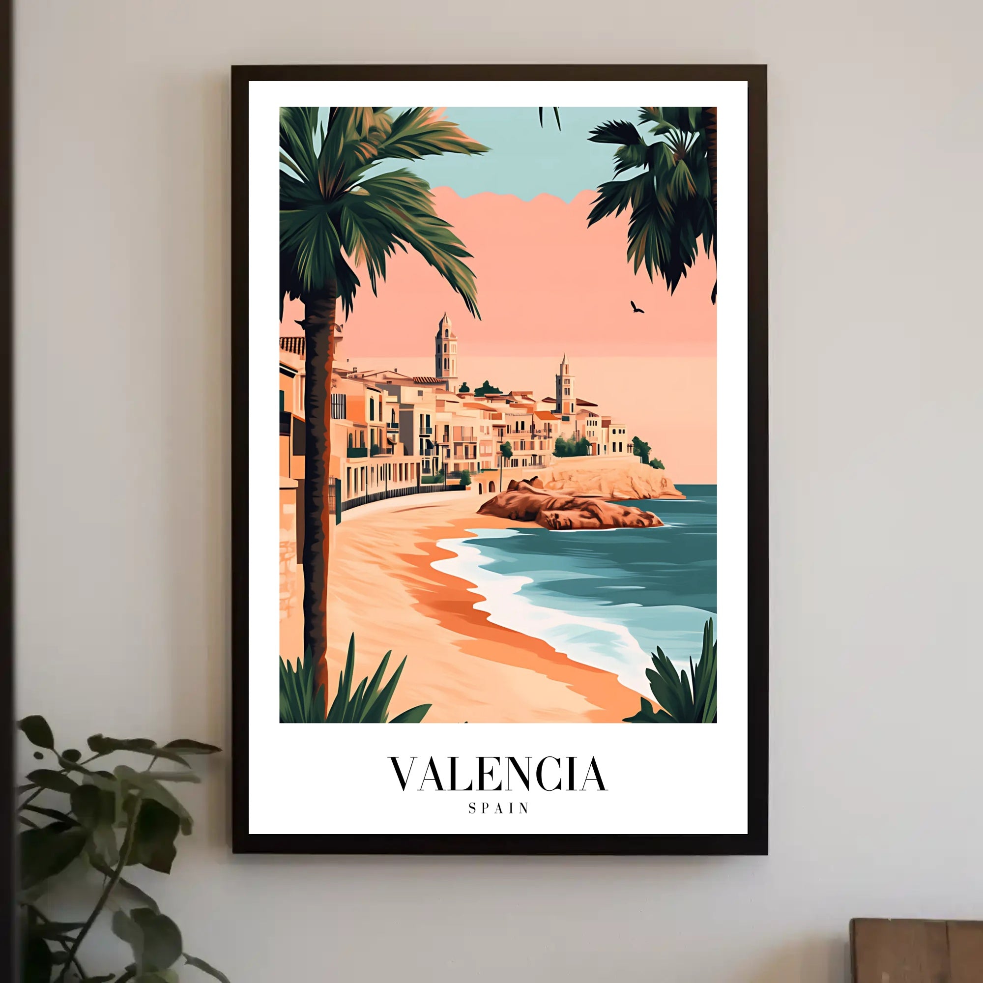 Valencia Seaside View Travel Poster PosterGoat