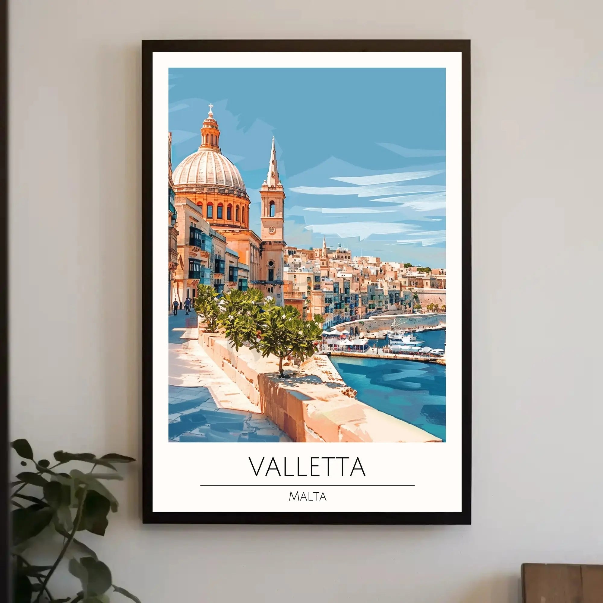 Valletta Malta Scenic Seascape Travel Poster PosterGoat