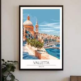Valletta Malta Scenic Seascape Travel Poster PosterGoat