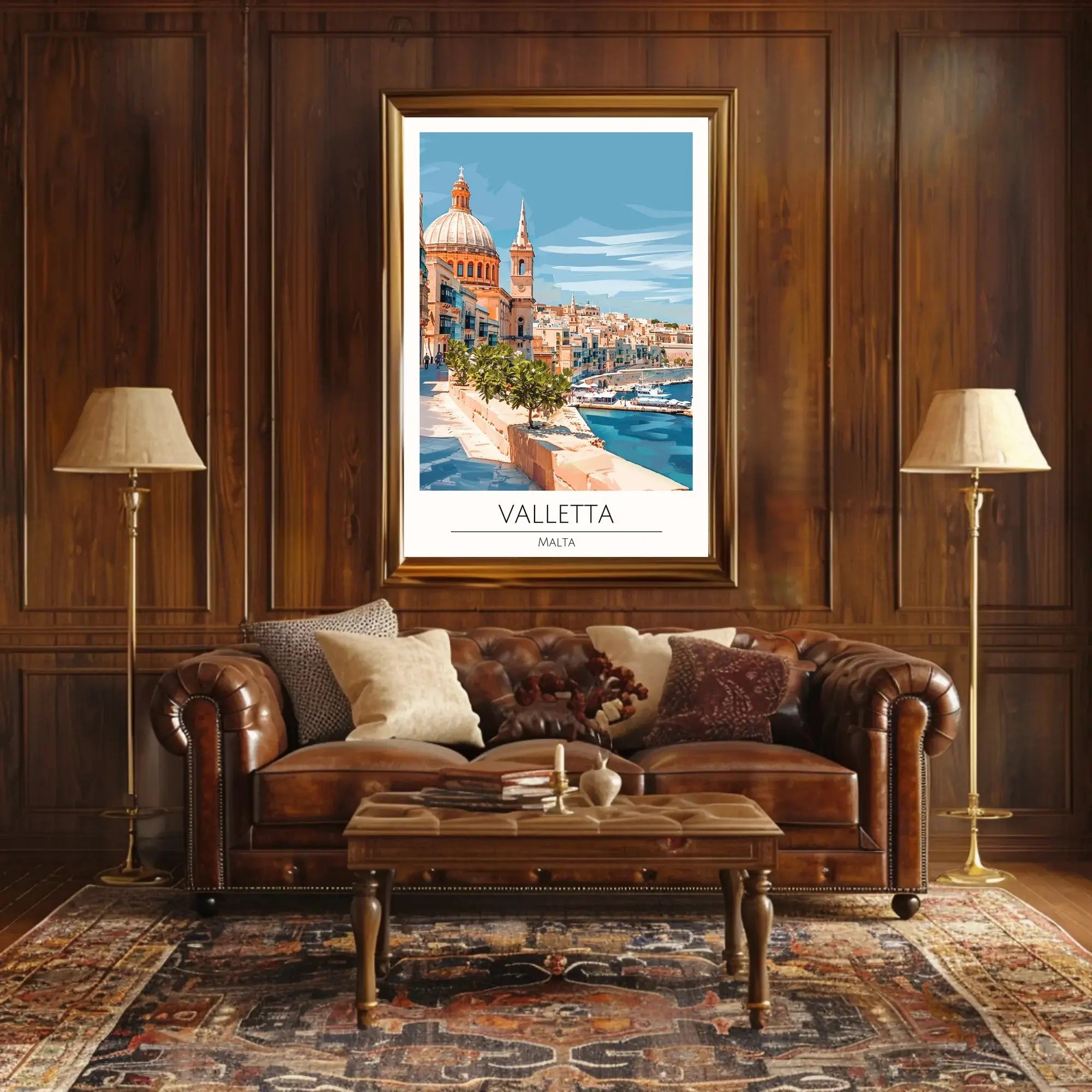 Valletta Malta Scenic Seascape Travel Poster PosterGoat
