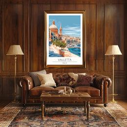 Valletta Malta Scenic Seascape Travel Poster PosterGoat