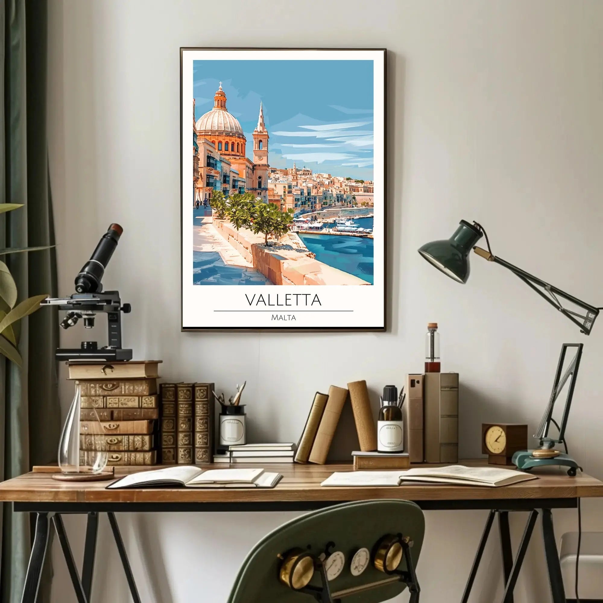 Valletta Malta Scenic Seascape Travel Poster PosterGoat