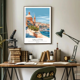 Valletta Malta Scenic Seascape Travel Poster PosterGoat