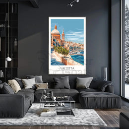 Valletta Malta Scenic Seascape Travel Poster PosterGoat