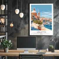 Valletta Malta Scenic Seascape Travel Poster PosterGoat