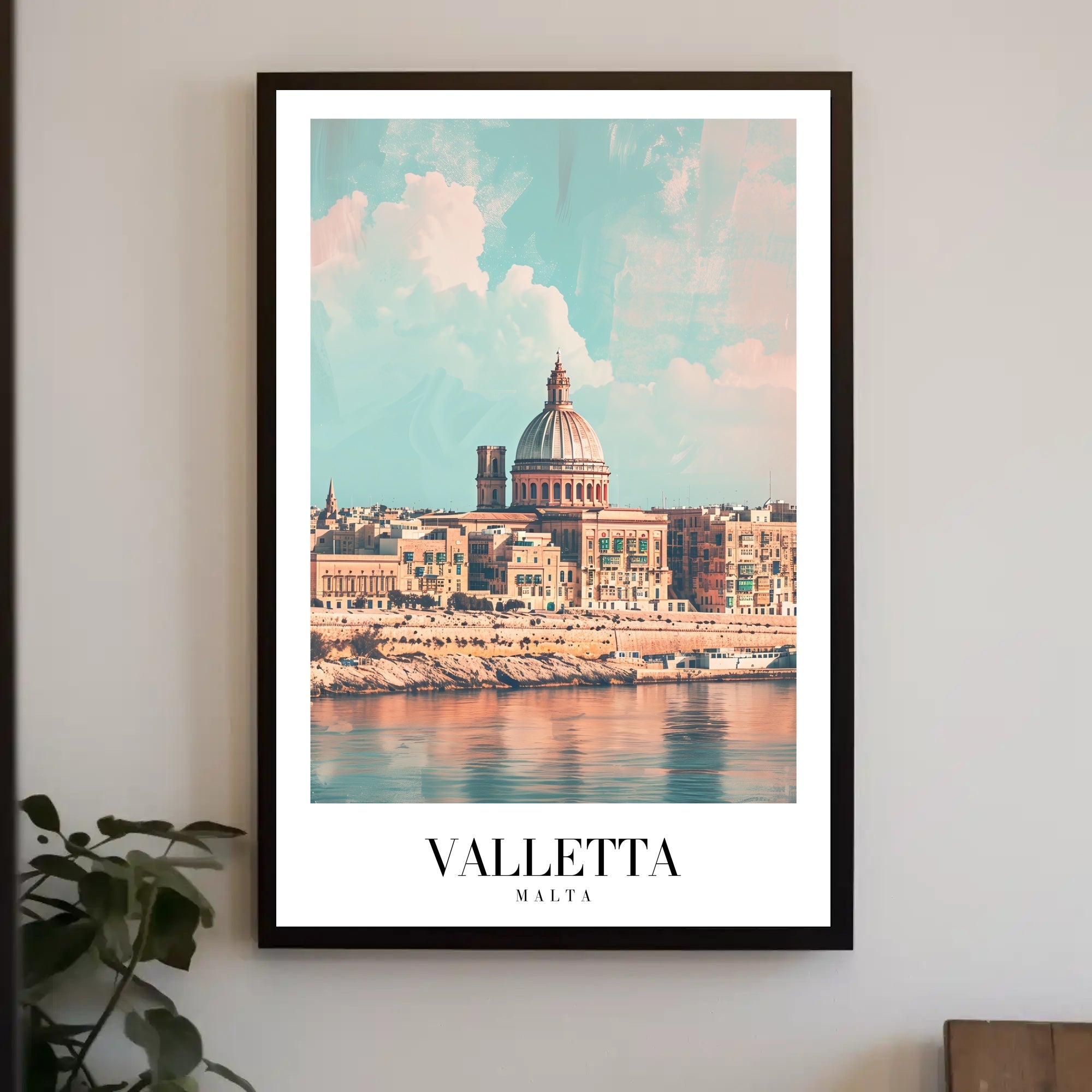 Valletta's Waterfront Charm in Modern Cityscape Poster PosterGoat