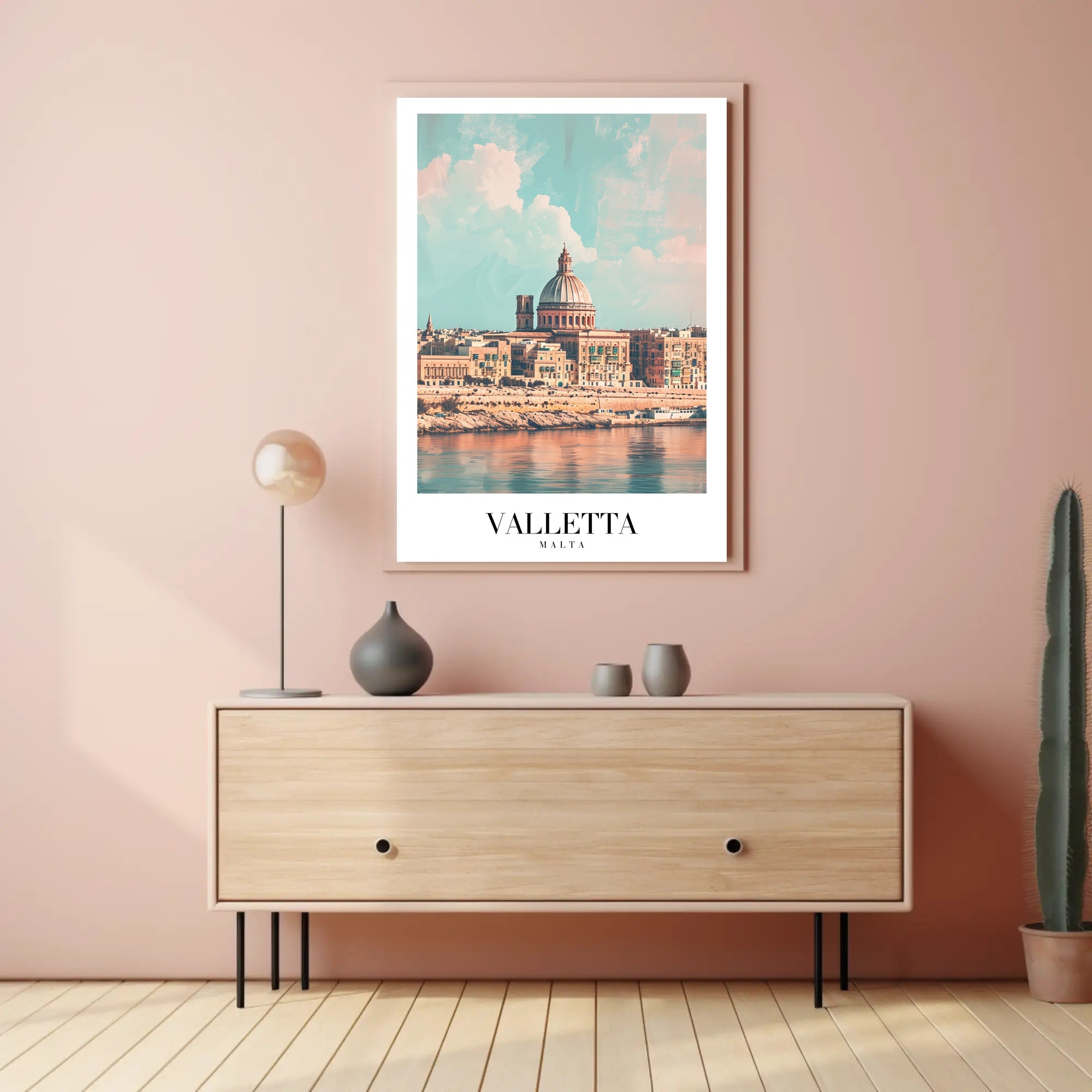 Valletta's Waterfront Charm in Modern Cityscape Poster PosterGoat