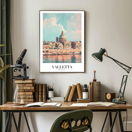 Valletta's Waterfront Charm in Modern Cityscape Poster PosterGoat