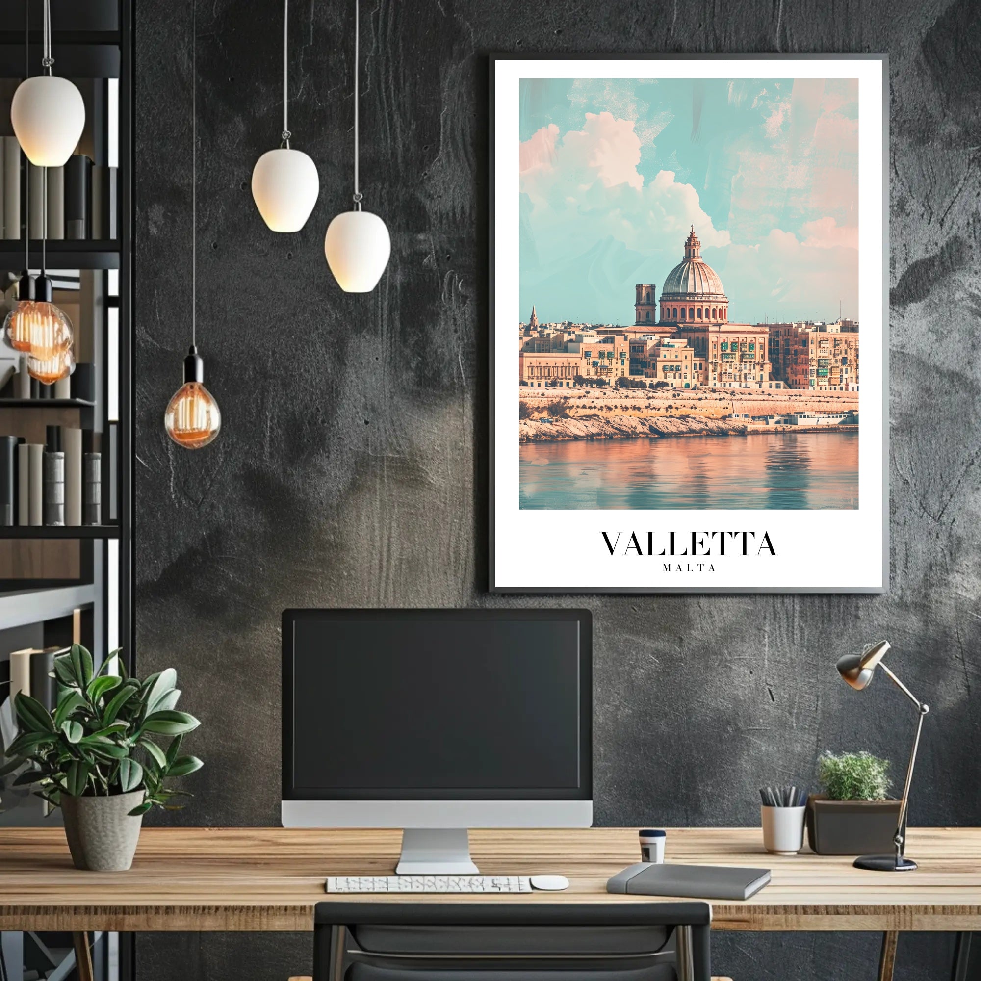 Valletta's Waterfront Charm in Modern Cityscape Poster PosterGoat