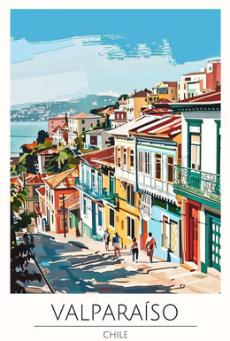 Valparaíso Street Scene: Vibrant Travel Poster PosterGoat