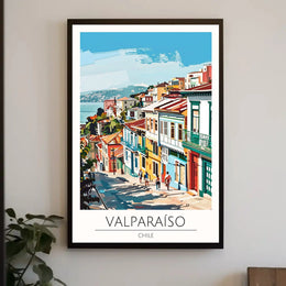 Valparaíso Street Scene: Vibrant Travel Poster PosterGoat