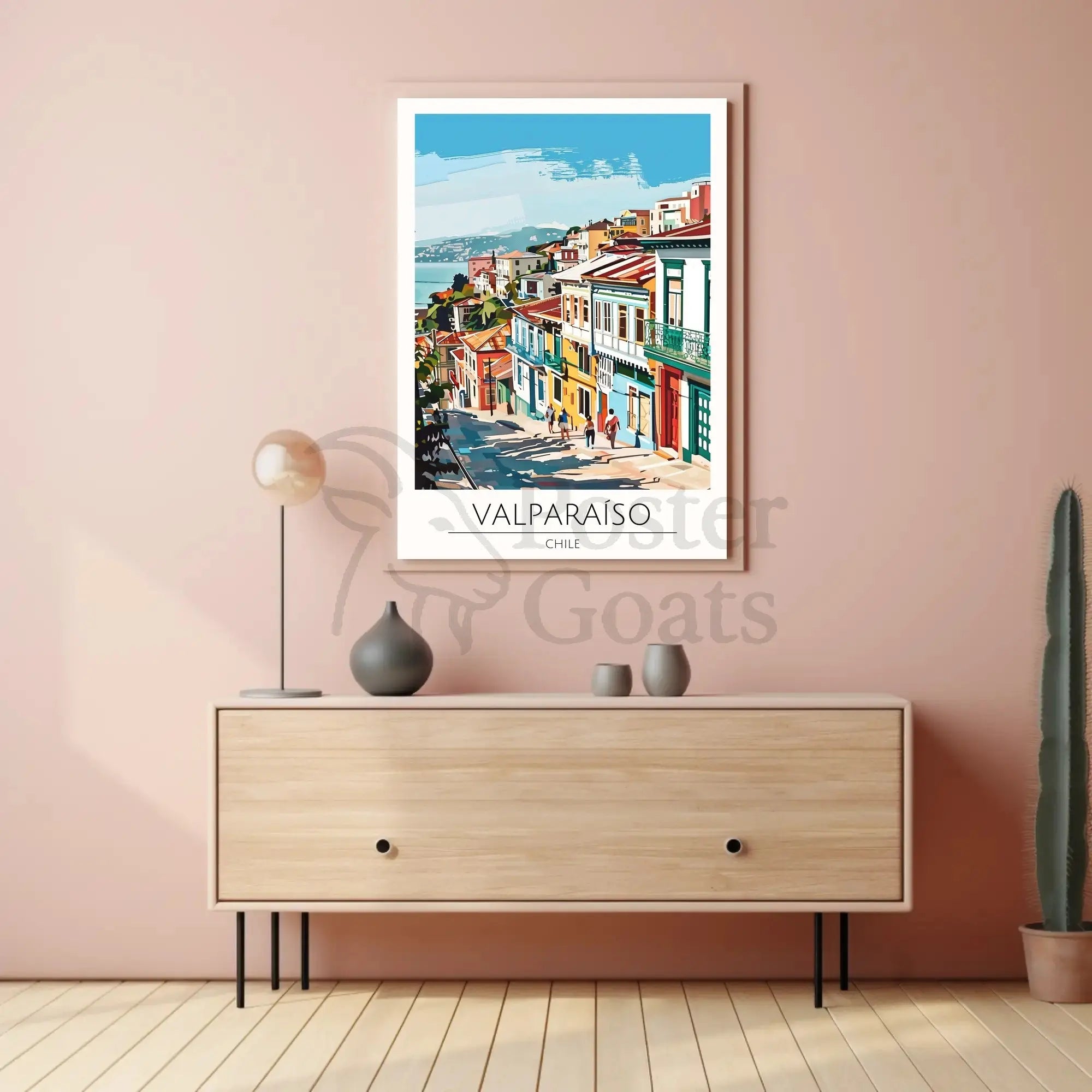 Valparaíso Street Scene: Vibrant Travel Poster PosterGoat