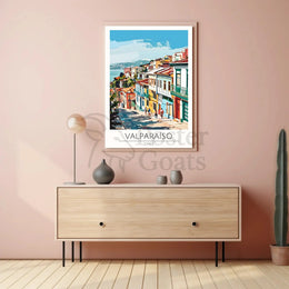 Valparaíso Street Scene: Vibrant Travel Poster PosterGoat