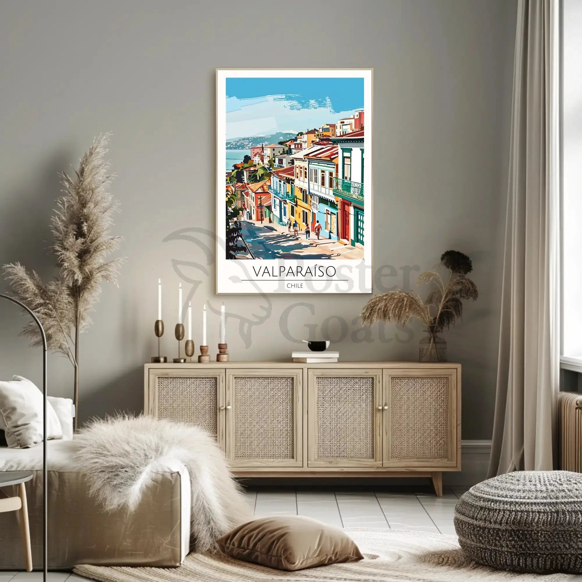 Valparaíso Street Scene: Vibrant Travel Poster PosterGoat