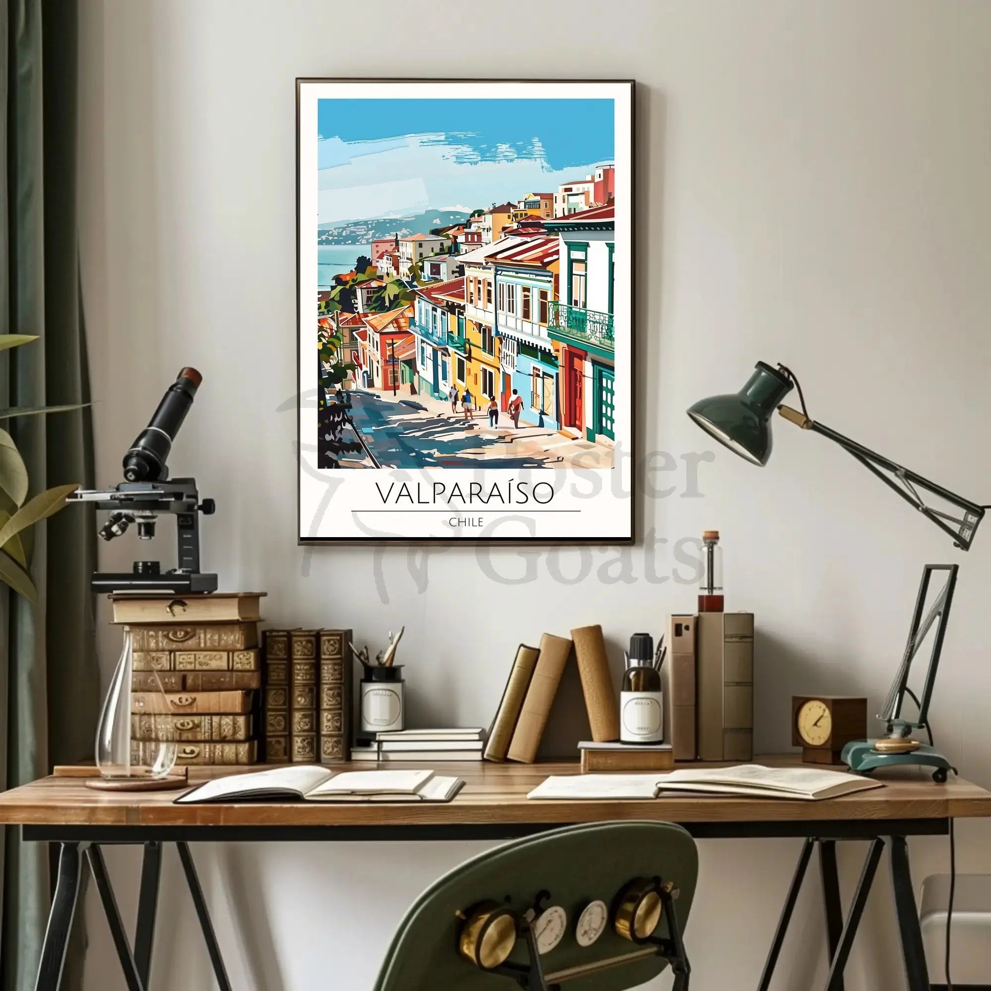 Valparaíso Street Scene: Vibrant Travel Poster PosterGoat