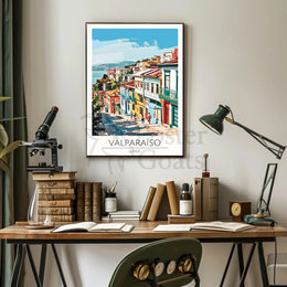 Valparaíso Street Scene: Vibrant Travel Poster PosterGoat