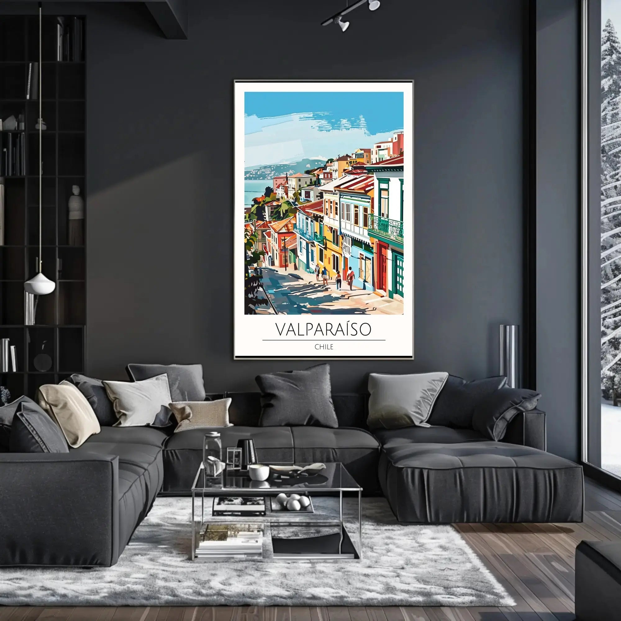 Valparaíso Street Scene: Vibrant Travel Poster PosterGoat