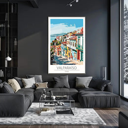 Valparaíso Street Scene: Vibrant Travel Poster PosterGoat