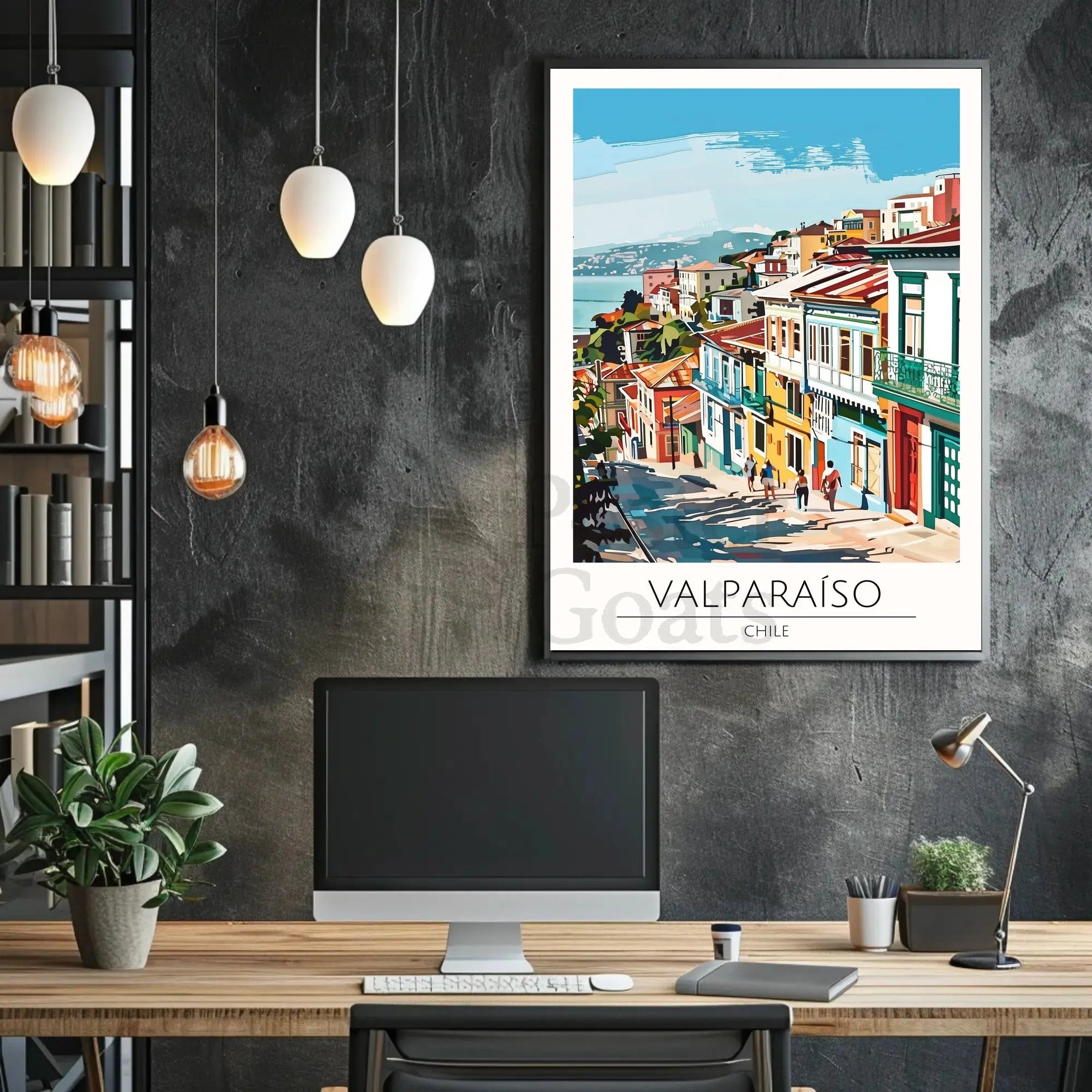 Valparaíso Street Scene: Vibrant Travel Poster PosterGoat
