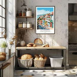 Valparaíso Street Scene: Vibrant Travel Poster PosterGoat