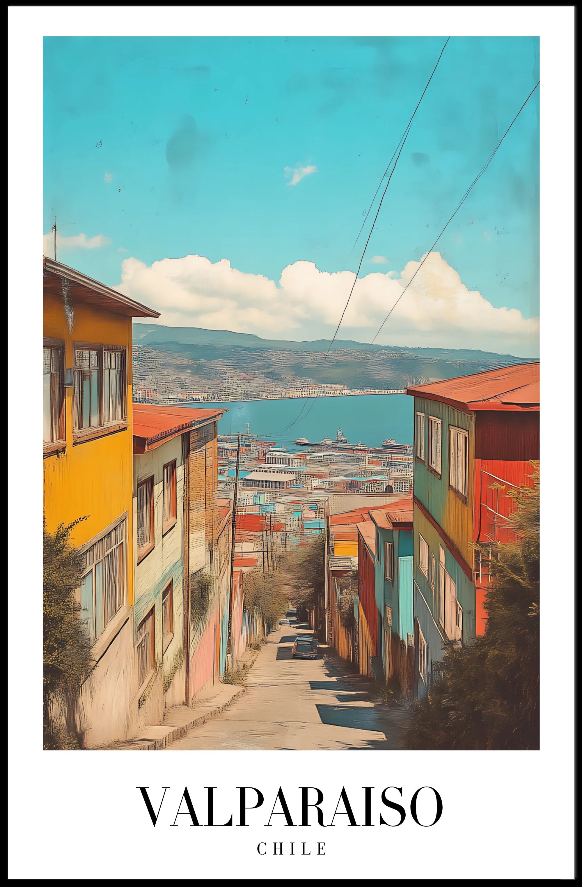 Valparaíso Vintage Scenic Cityscape Travel Poster PosterGoat