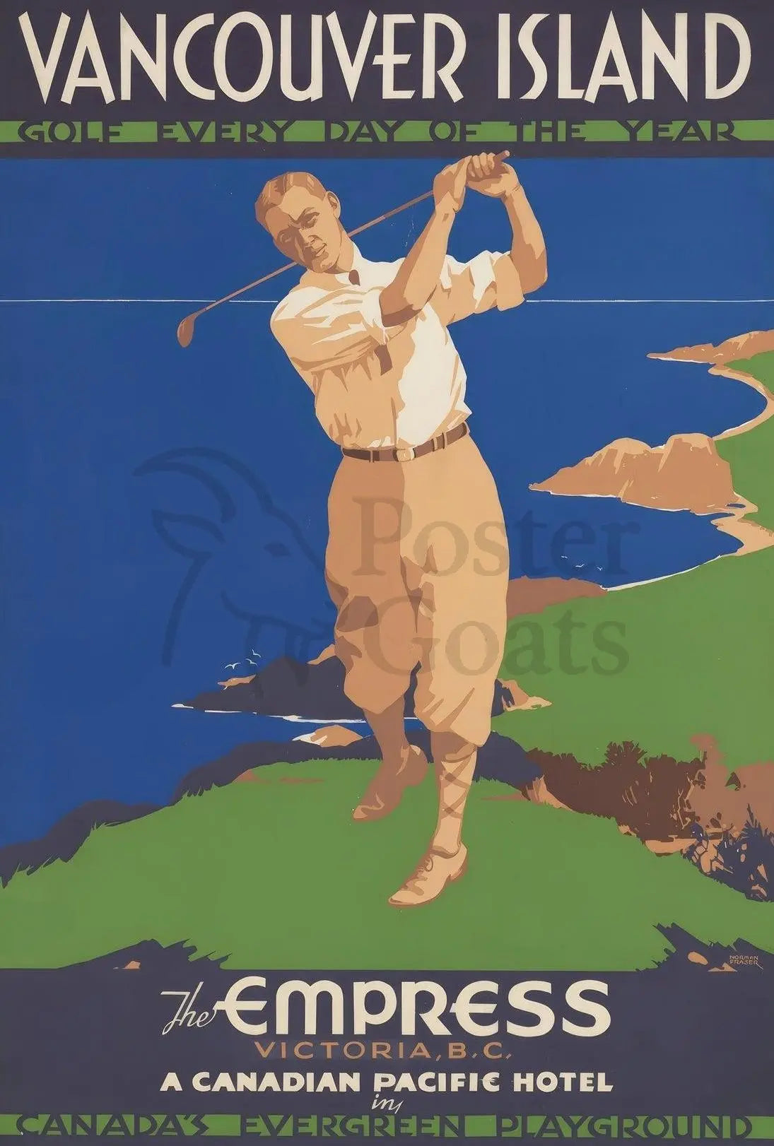 Vancouver Island Golf Leisure Vintage Travel Poster PosterGoat