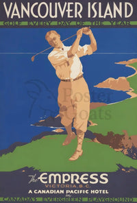 Vancouver Island Golf Leisure Vintage Travel Poster PosterGoat
