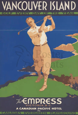 Vancouver Island Golf Leisure Vintage Travel Poster PosterGoat
