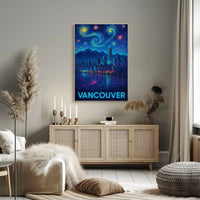 Vancouver Nightscape Inspired by Van Gogh Artistic Poster PosterGoat