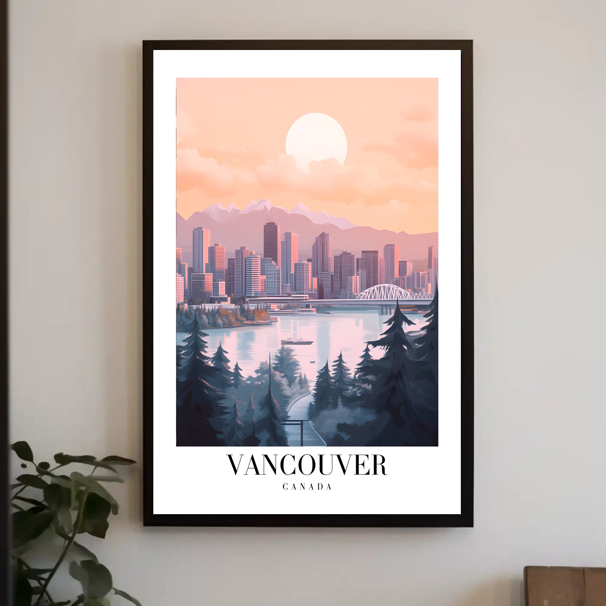 Vancouver Skyline Cityscape: Modern Travel Poster PosterGoat