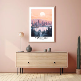 Vancouver Skyline Cityscape: Modern Travel Poster PosterGoat