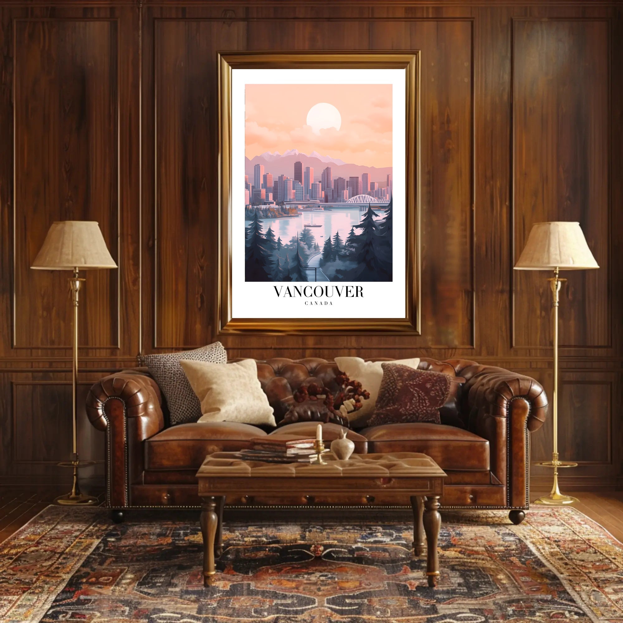 Vancouver Skyline Cityscape: Modern Travel Poster PosterGoat