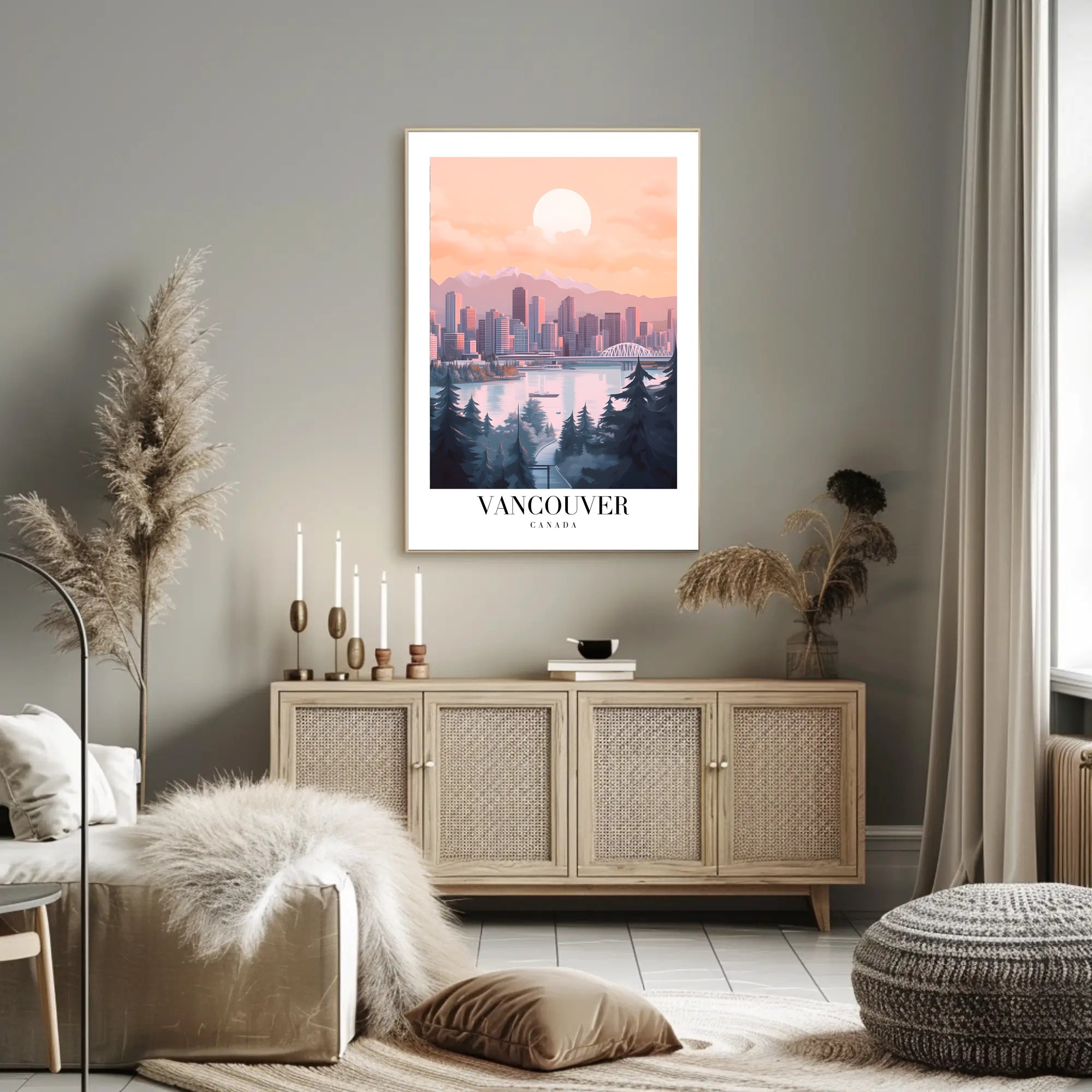 Vancouver Skyline Cityscape: Modern Travel Poster PosterGoat