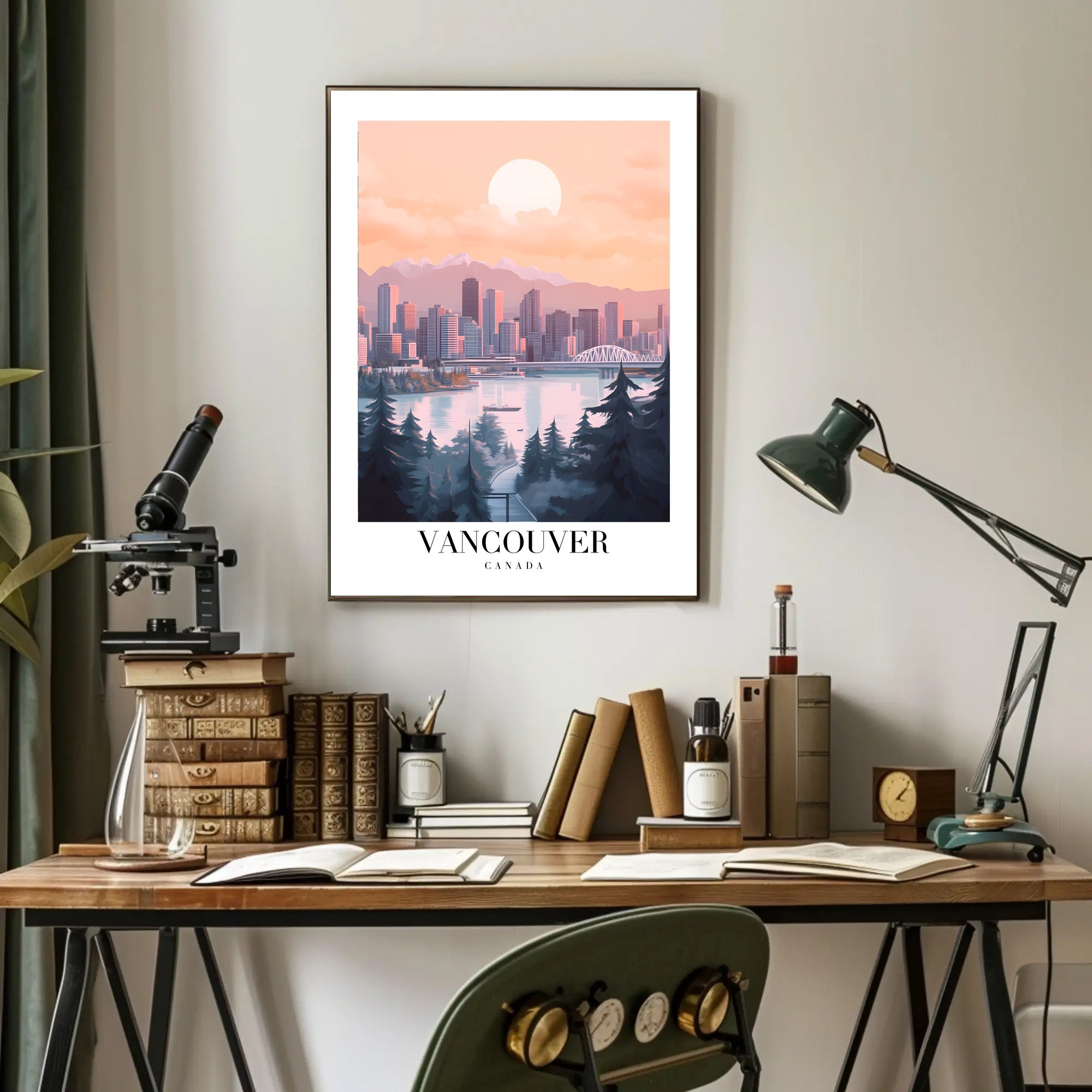 Vancouver Skyline Cityscape: Modern Travel Poster PosterGoat