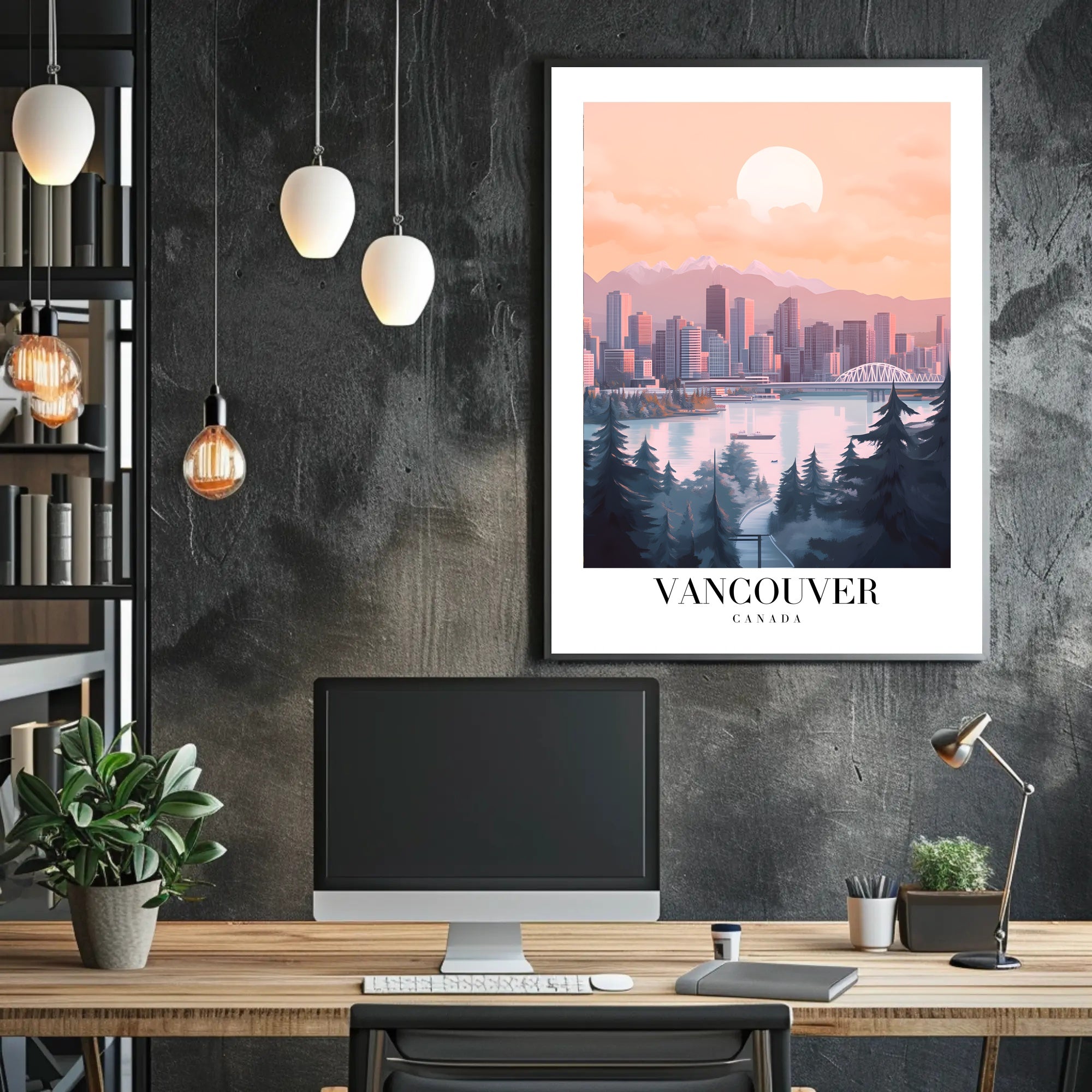 Vancouver Skyline Cityscape: Modern Travel Poster PosterGoat