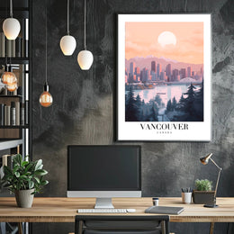 Vancouver Skyline Cityscape: Modern Travel Poster PosterGoat