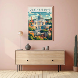 Vatican City Travel Poster Featuring St. Peter's Basilica PosterGoat