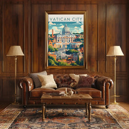 Vatican City Travel Poster Featuring St. Peter's Basilica PosterGoat