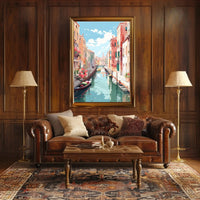 Venetian Canal Scene in Stylized Artistic Travel Poster PosterGoat
