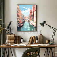 Venetian Canal Scene in Stylized Artistic Travel Poster PosterGoat